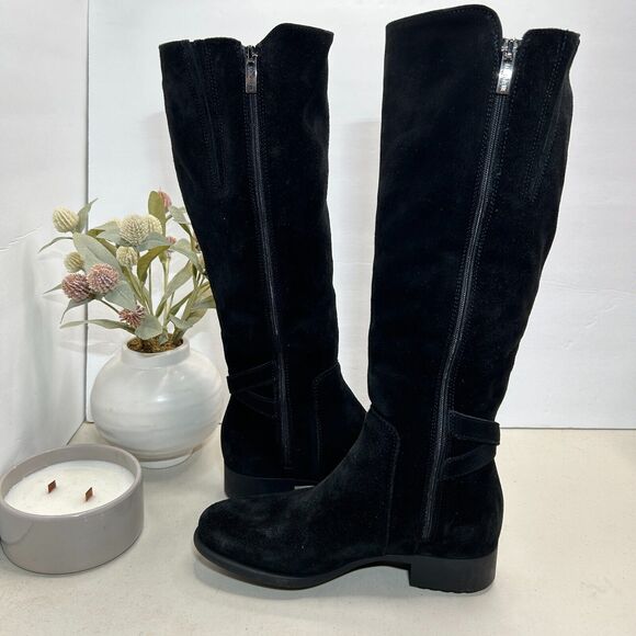 New La Canadienne Stella Suede Knee High Boots Side Zip Black Women 5M NWOB - Picture 6 of 10